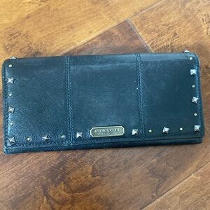 Coach Black Leather Studded Wallet